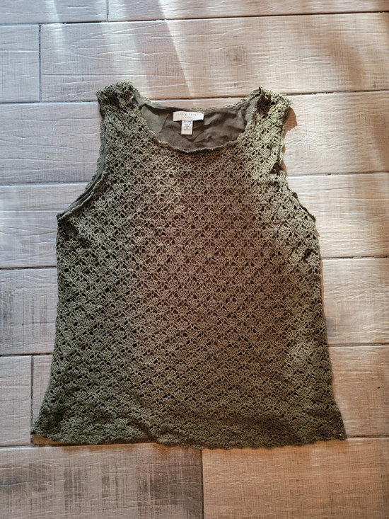 Lord & Taylor Tops - Lord & Taylor Olive Crochet Lace Sleeveless Tank
